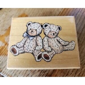 Best Friend Bears Rubber Stamp Wood Mount Country Teddybear